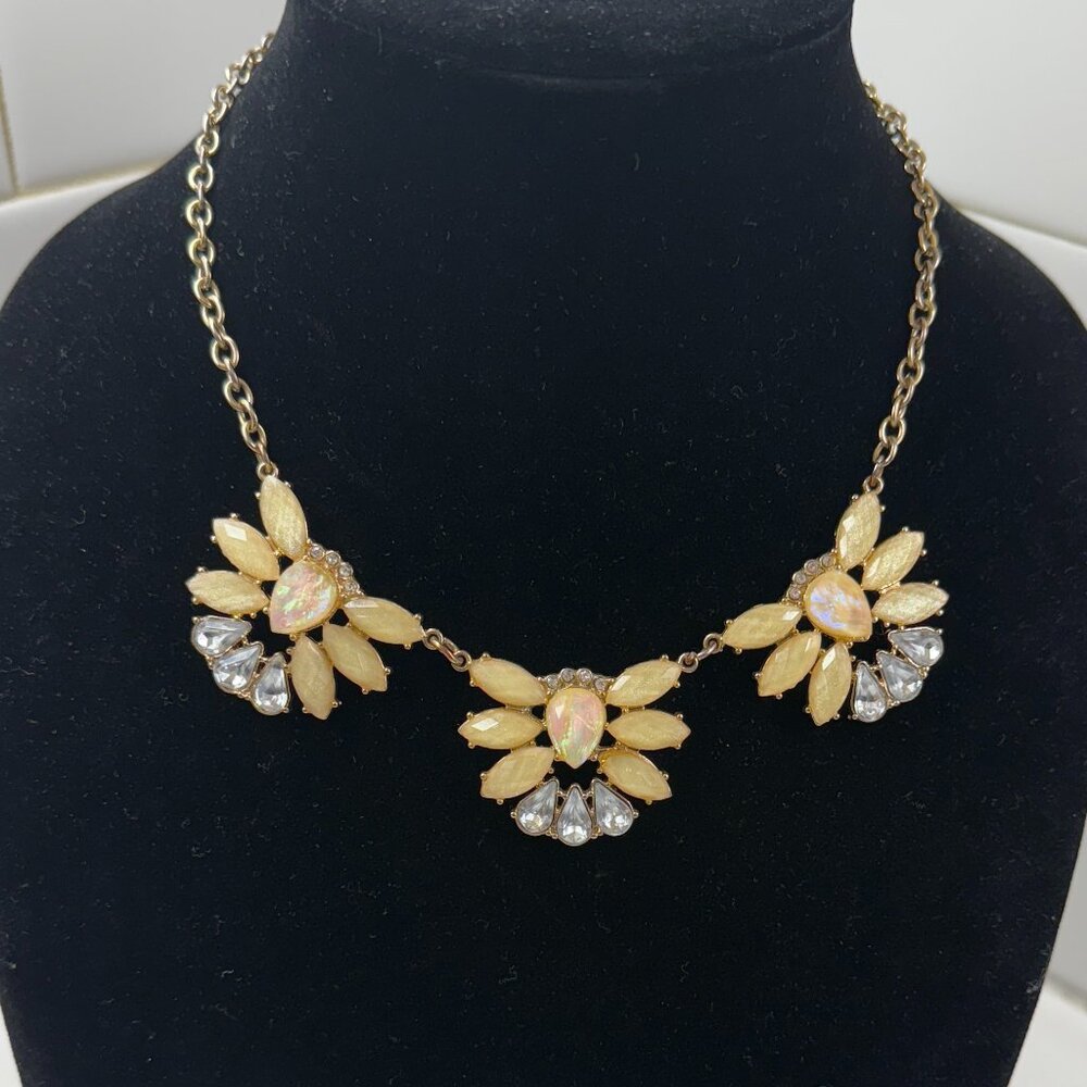 Gorgeous Yellow Acrylic and Rhinestone Statement Necklace